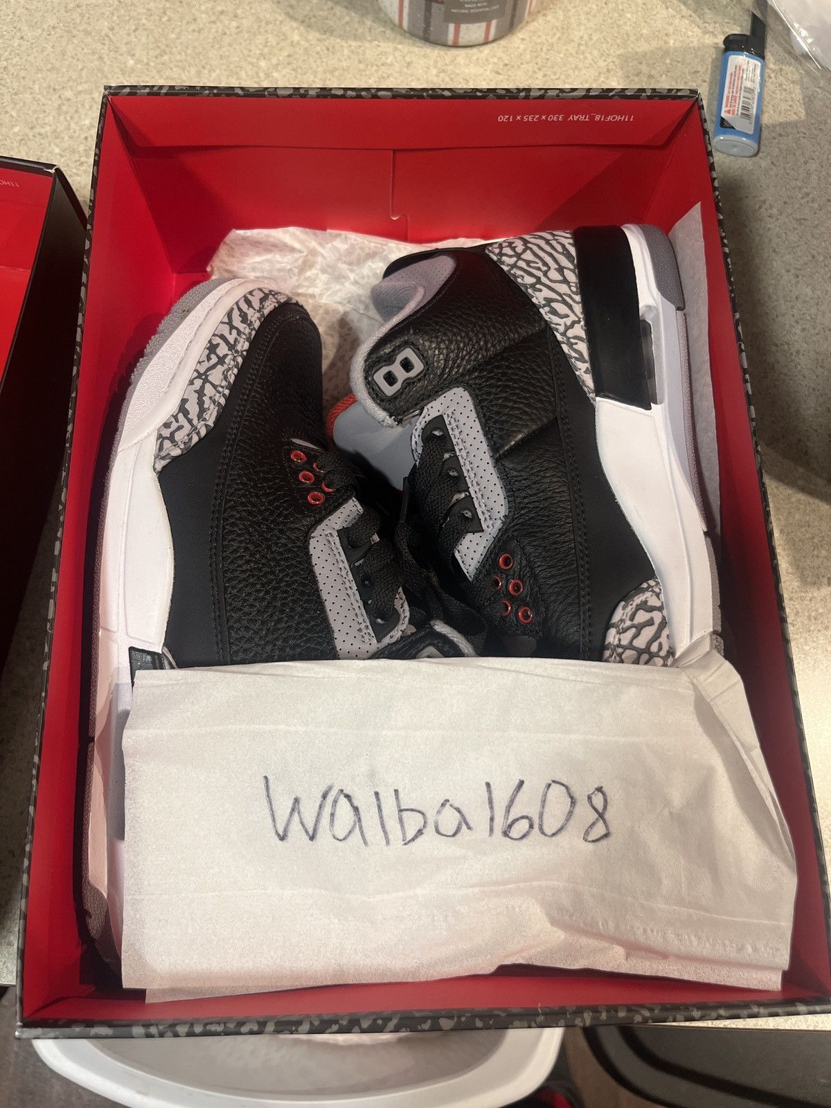 image of Jordan Brand Retro 3 Black Cement Shoes, Men's (Size 8)