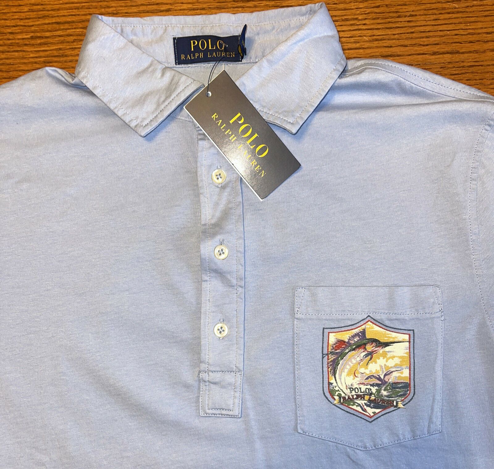 Polo Ralph Lauren Polo Ralph Lauren Blue Marlin Fish Print Polo Shirt Medium Size US M / EU 48-50 / 2 - 4 Thumbnail