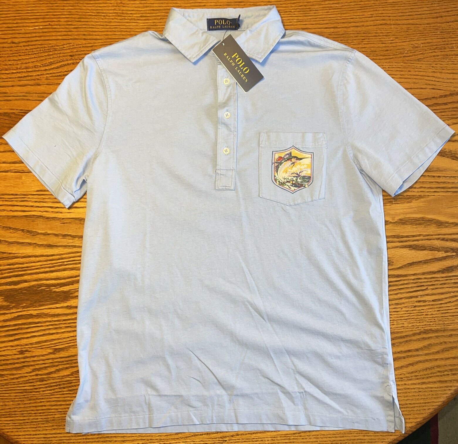 Polo Ralph Lauren Polo Ralph Lauren Blue Marlin Fish Print Polo Shirt Medium Size US M / EU 48-50 / 2 - 5 Thumbnail