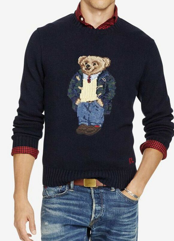 Polo Ralph Lauren Polo Ralph Lauren Holiday Preppy Bear Sweater Navy Blue XL Size US XL / EU 56 / 4 - 1 Thumbnail