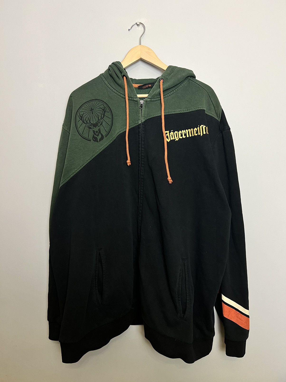 Jägermeister Hoodie 5XL Logo Black Green Y2k Vintage