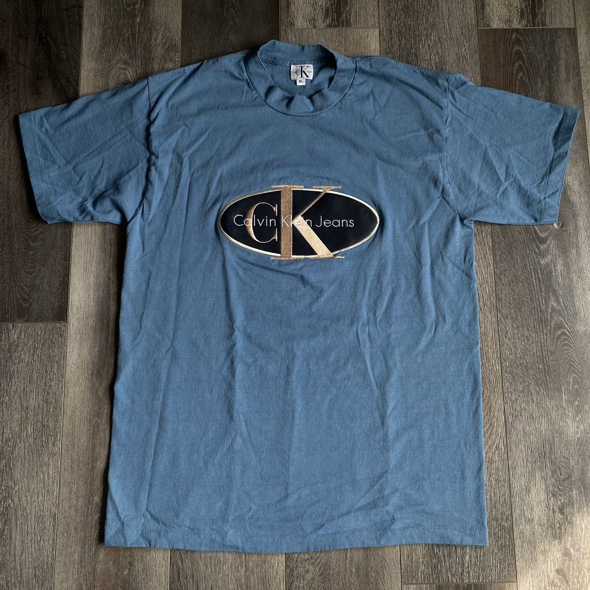 Calvin Klein Vintage 1990s Calvin Klein Jeans Patch Embroidered Logo Tee Size US XL / EU 56 / 4 - 2 Thumbnail
