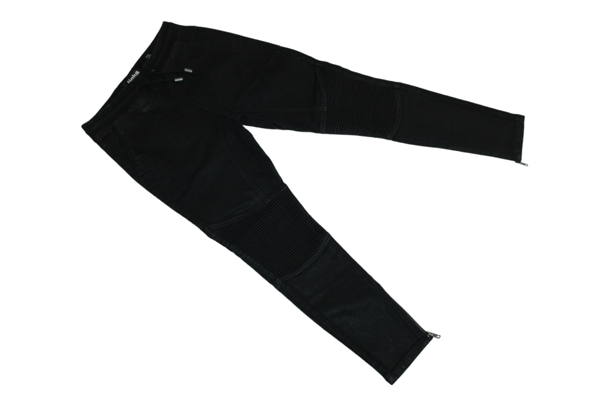 tigha TIGHA Coated Black Denim Tapered Zipper Jeggings Size US 28 / EU 44 - 5 Thumbnail