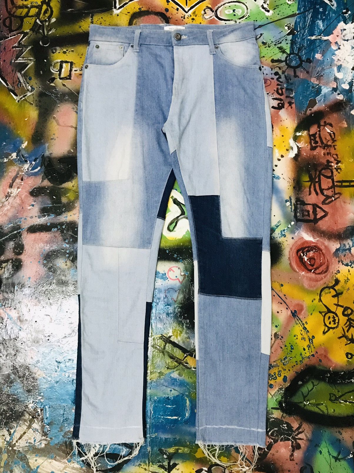 JAPAN EVOLUTION SKINNY BLUE JEANS ARCHIVE PATCHWORK STYLE