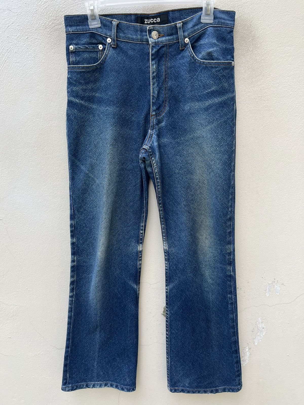 CABANE de ZUCCa Vintage Zucca Issey Miyake Fade Denim Stretch Flare Jeans Size US 31 - 6 Thumbnail