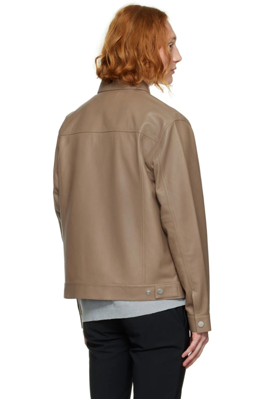 Theory NEW XL Light Brown Rhett Lambskin Leather Jacket Zip Size US XL / EU 56 / 4 - 3 Thumbnail