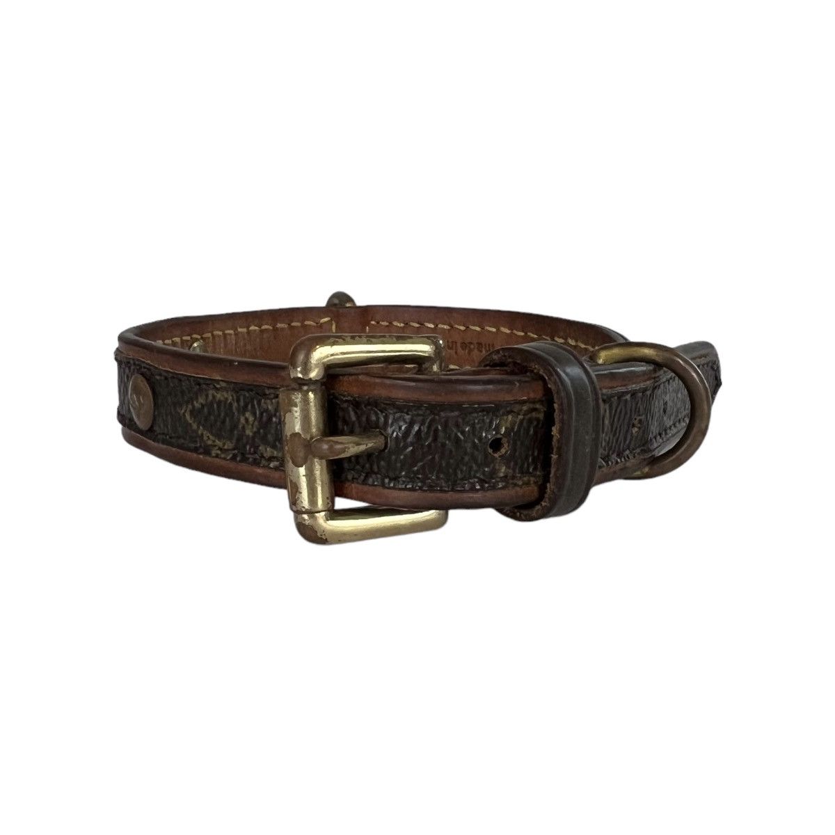 image of Louis Vuitton Monogram Baxter Dog Collar in Brown, Men's