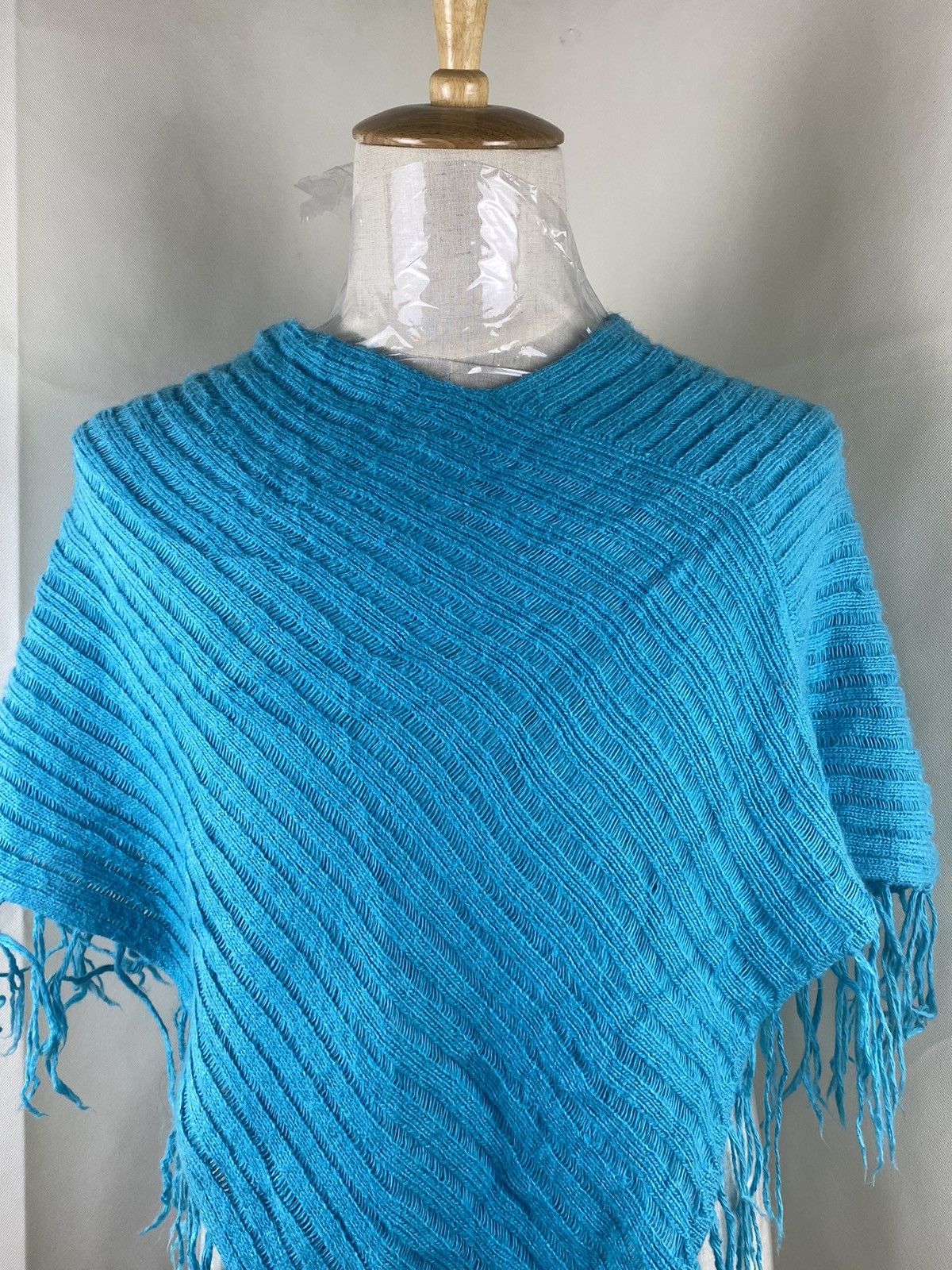 Japanese Brand Turqouise Winter Poncho Cloak Size US S / EU 44-46 / 1 - 2 Thumbnail