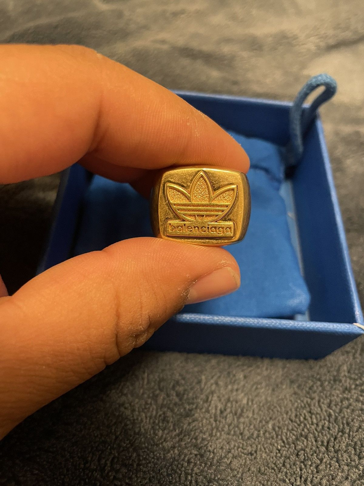 Adidas × Balenciaga Balenciaga Adidas Gold Signet Ring | Grailed 