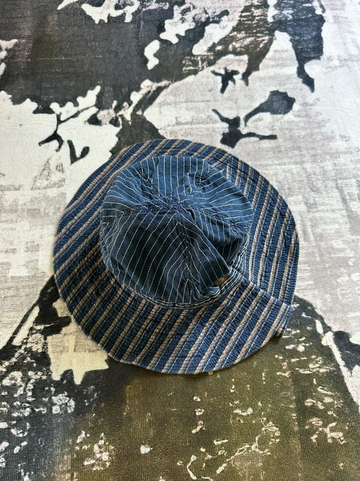 Kapital Japan indigo dye boro bucket hat reversible