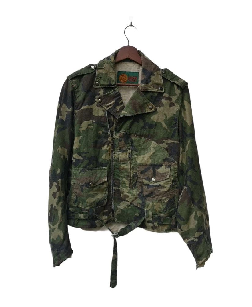 Vintage vintage Japanese Brand Big Bore Double Collar Camo Jacket Size US M / EU 48-50 / 2 - 1 Thumbnail