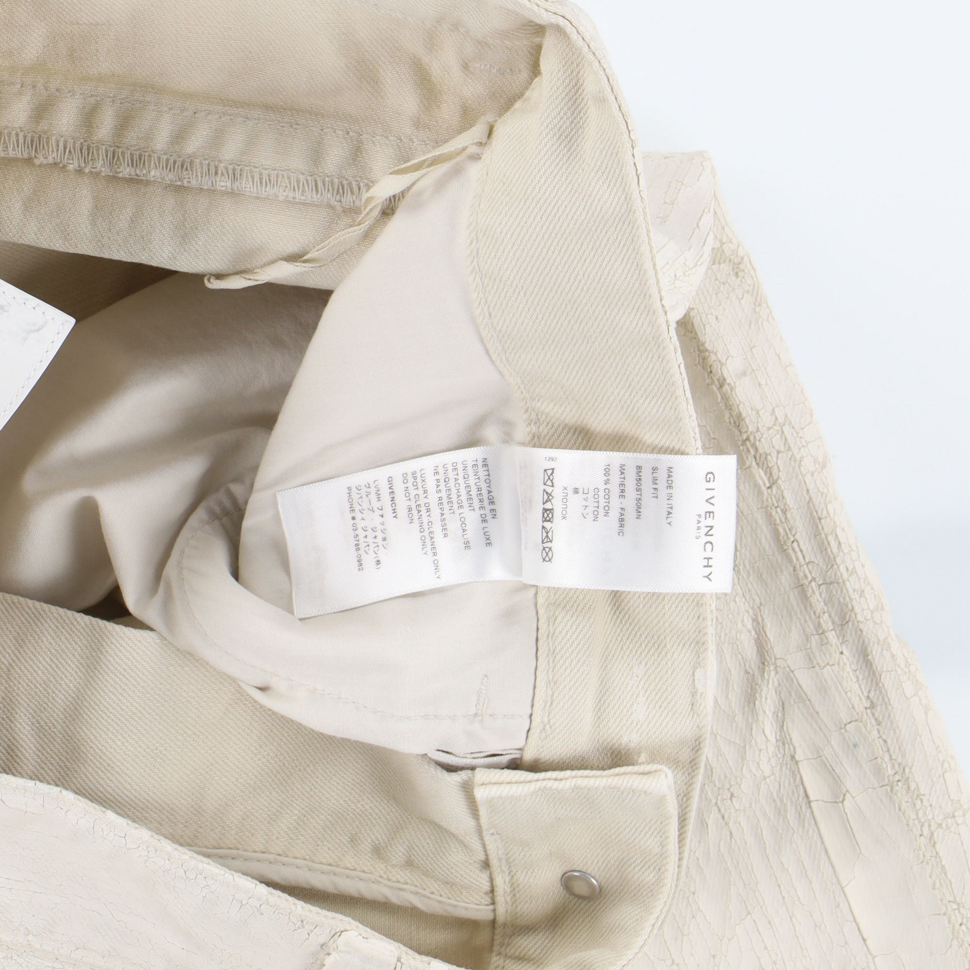 Givenchy White Cracked Paint Slim Jeans Size US 31 - 11 Thumbnail