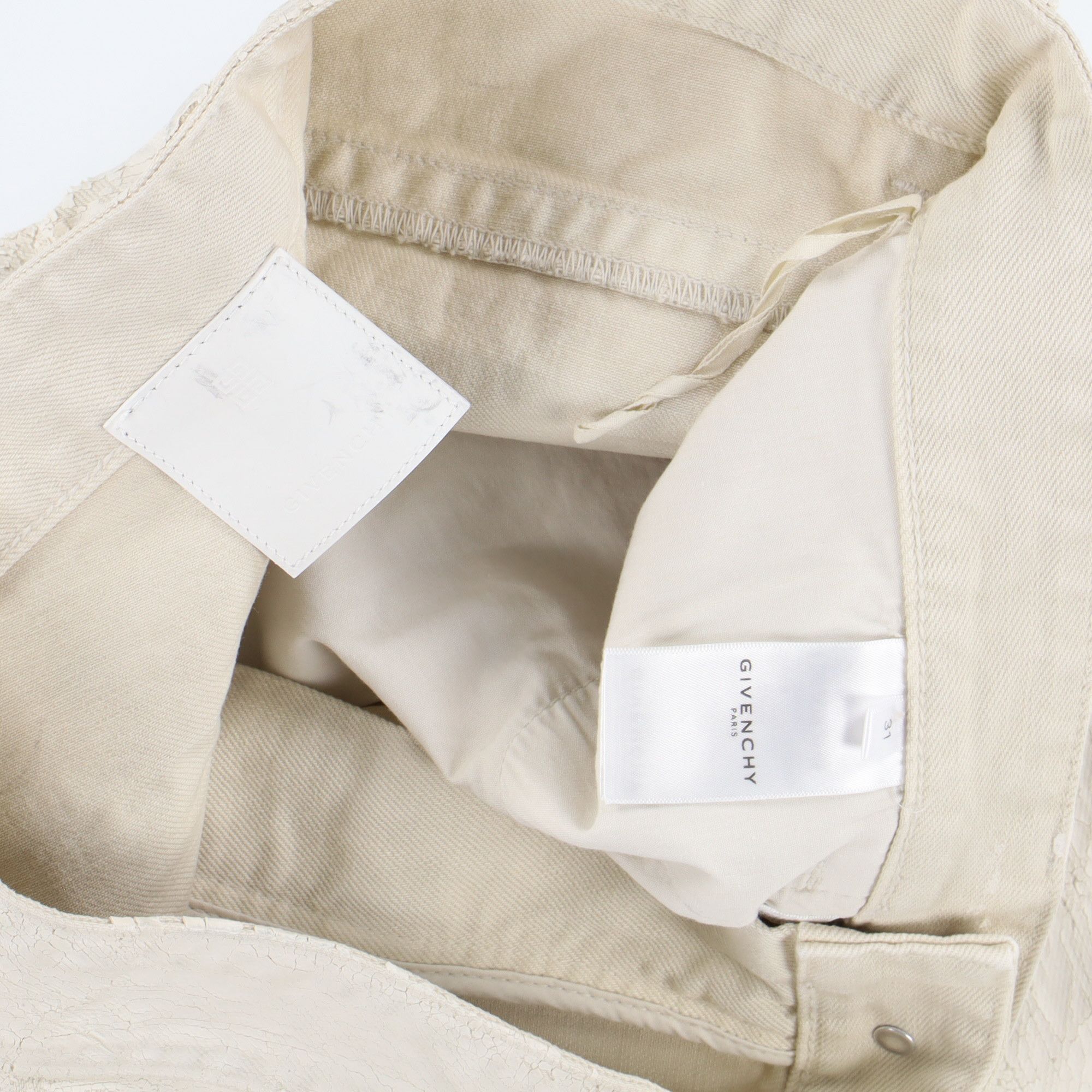 Givenchy White Cracked Paint Slim Jeans Size US 31 - 10 Thumbnail