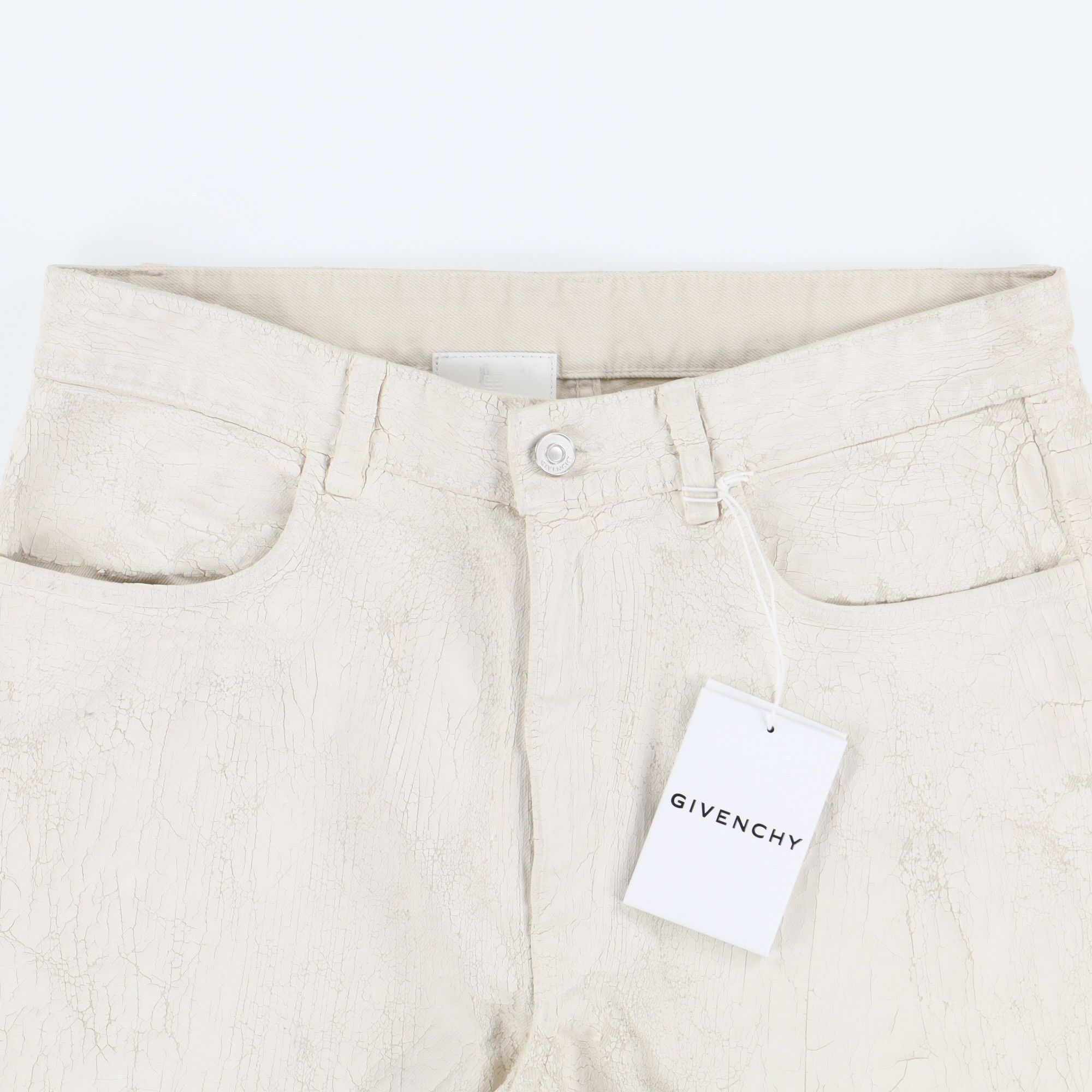 Givenchy White Cracked Paint Slim Jeans Size US 31 - 9 Thumbnail