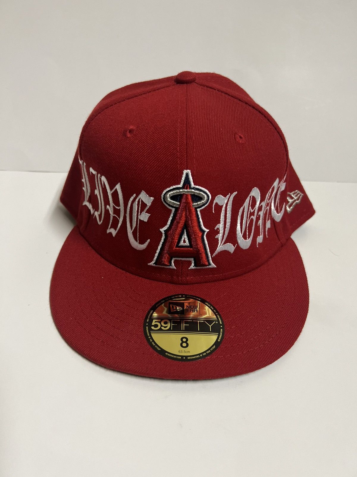 New Era Custom New Era Fitted Hat Embroidered Old English Red Size 8 Grailed