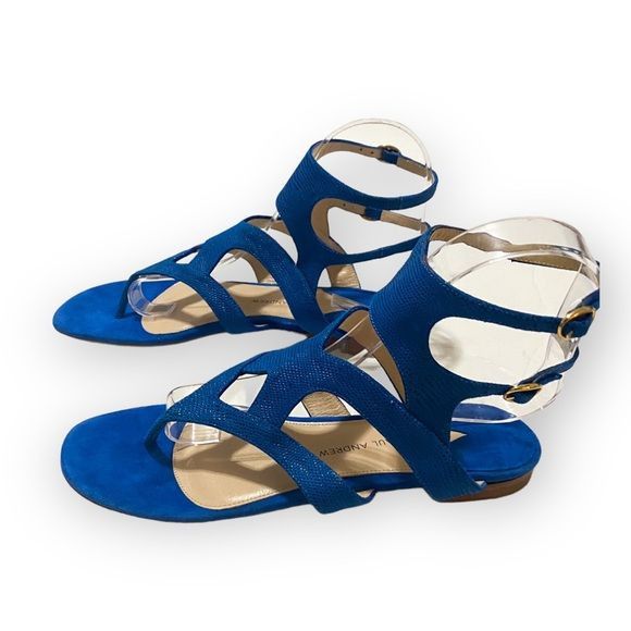 Paul Andrew Paul Andrew double ankle strap flat thong sandals in blue em Size US 7 / IT 37 - 5 Thumbnail