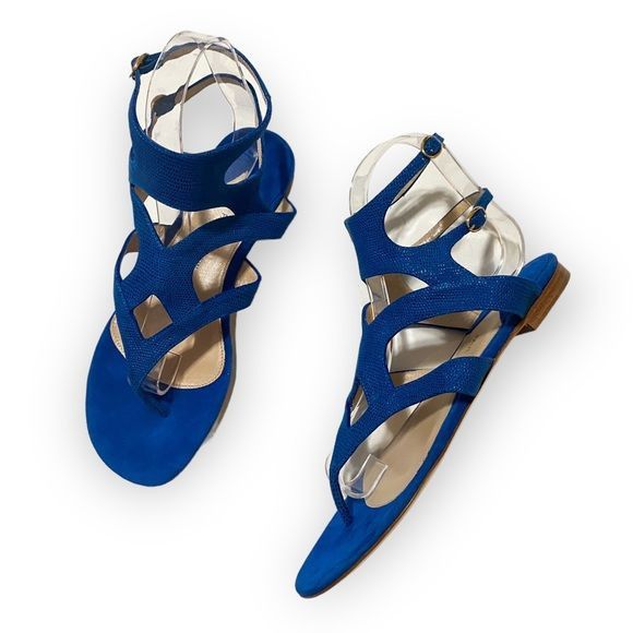 Paul Andrew Paul Andrew double ankle strap flat thong sandals in blue em Size US 7 / IT 37 - 1 Thumbnail