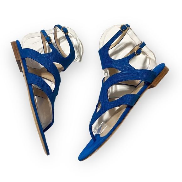 Paul Andrew Paul Andrew double ankle strap flat thong sandals in blue em Size US 7 / IT 37 - 4 Thumbnail