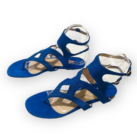 Paul Andrew Paul Andrew double ankle strap flat thong sandals in blue em Size US 7 / IT 37 - 2 Thumbnail