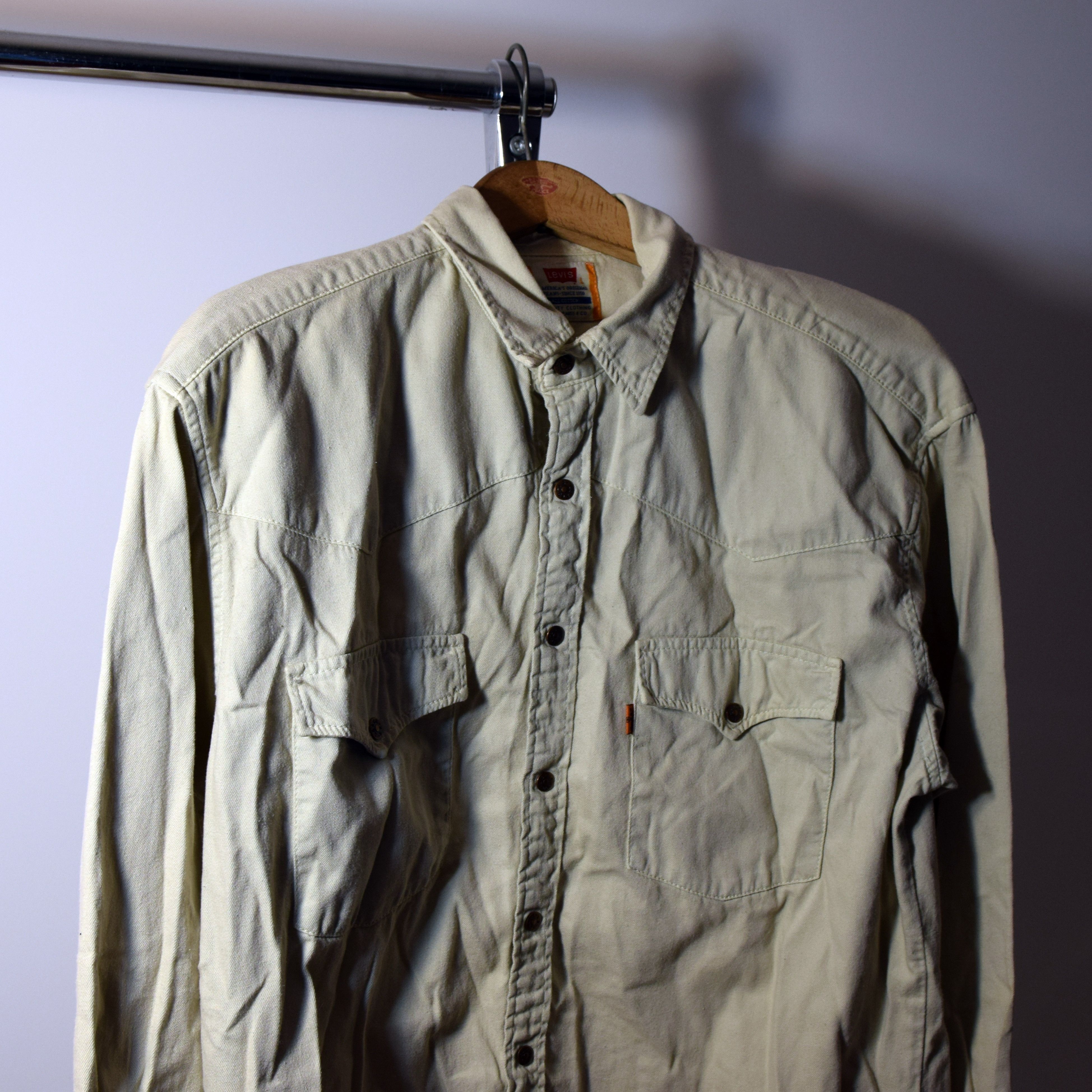 Levi's × Levi's Vintage Clothing × Vintage 90s Vintage Beige Orange Tab LEVI'S Shirt L Size US L / EU 52-54 / 3 - 4 Thumbnail
