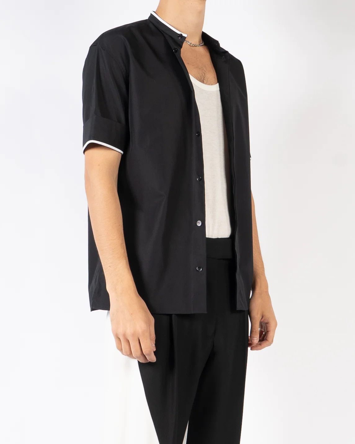 Haider Ackermann SS18 Black Cotton Shirt with White Contrast Stripes Size US S / EU 44-46 / 1 - 2 Thumbnail