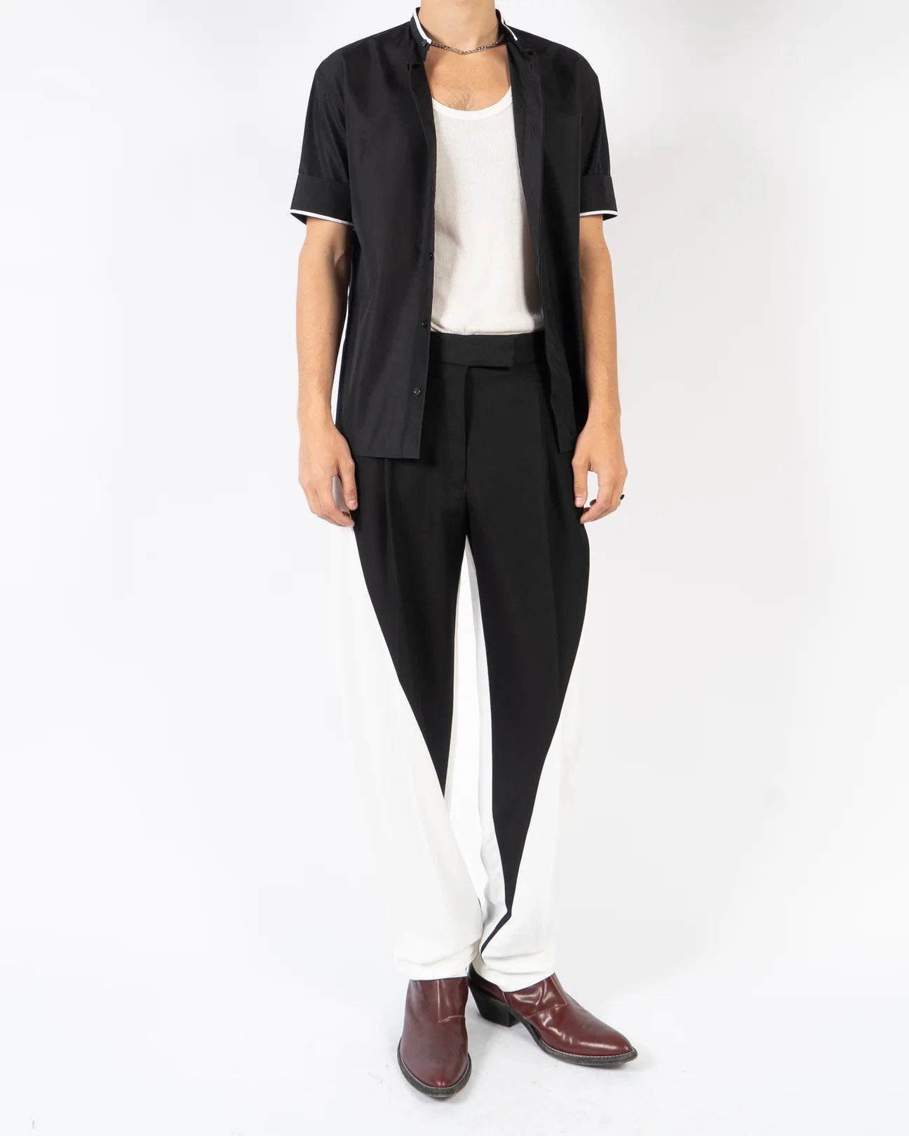 Haider Ackermann SS18 Black Cotton Shirt with White Contrast Stripes Size US S / EU 44-46 / 1 - 4 Thumbnail