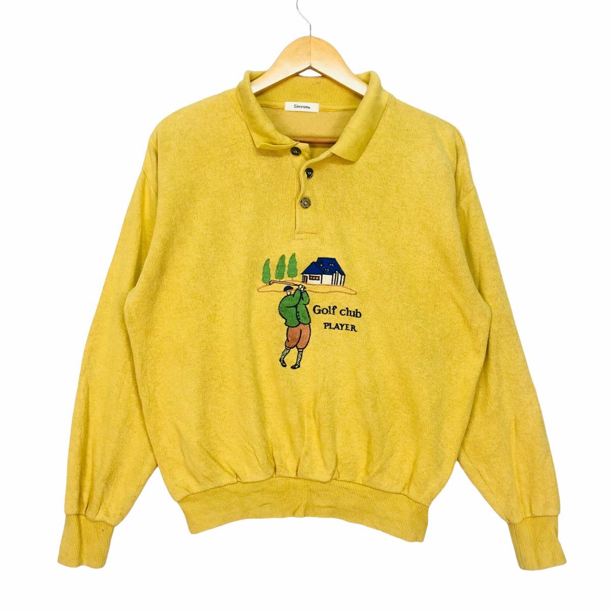 SIMREE Golf Club Player Yellow Sweatshirt Big Logo Size M