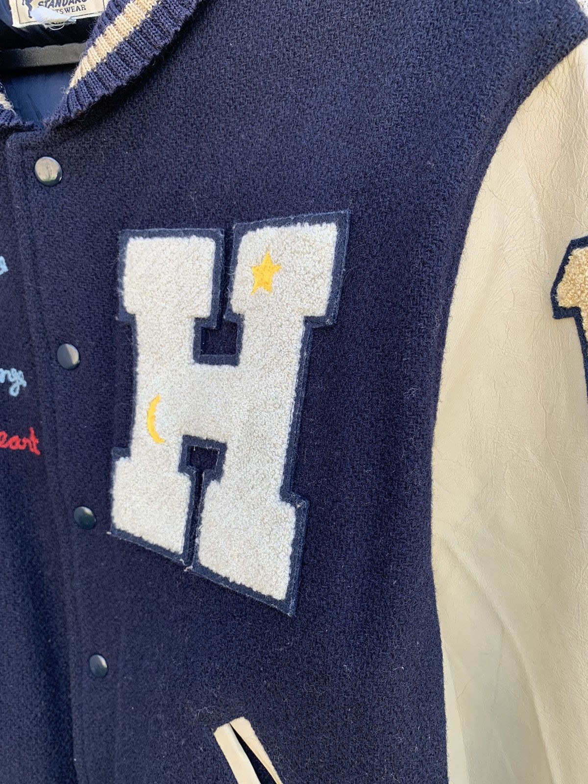 Japanese Brand High Standard 18 Leather Sleeve varsity Jacket Made In Korea Size US M / EU 48-50 / 2 - 8 Thumbnail