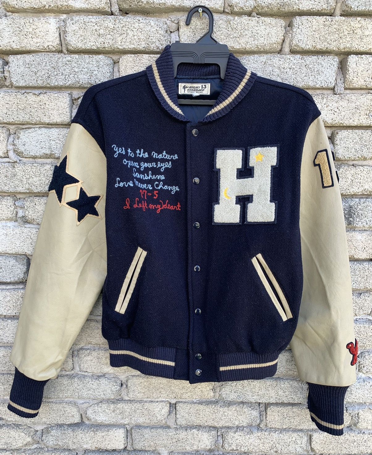 Japanese Brand High Standard 18 Leather Sleeve varsity Jacket Made In Korea Size US M / EU 48-50 / 2 - 2 Thumbnail
