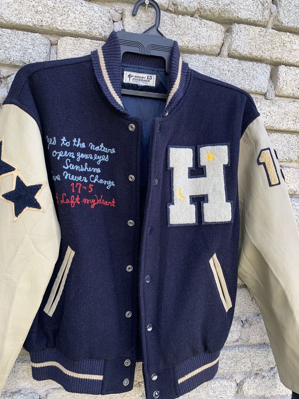 Japanese Brand High Standard 18 Leather Sleeve varsity Jacket Made In Korea Size US M / EU 48-50 / 2 - 19 Thumbnail