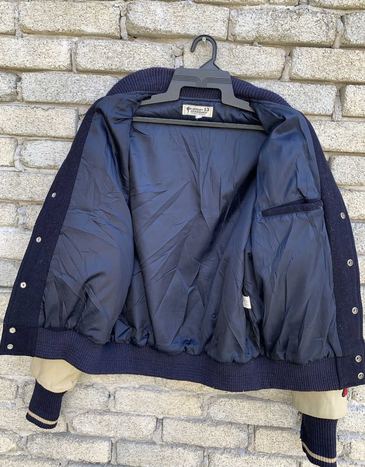 Japanese Brand High Standard 18 Leather Sleeve varsity Jacket Made In Korea Size US M / EU 48-50 / 2 - 20 Thumbnail