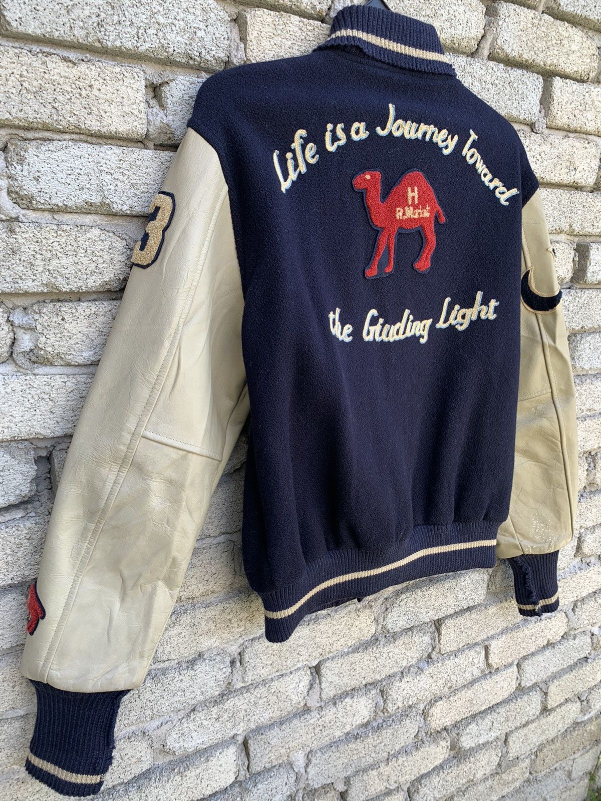 Japanese Brand High Standard 18 Leather Sleeve varsity Jacket Made In Korea Size US M / EU 48-50 / 2 - 6 Thumbnail