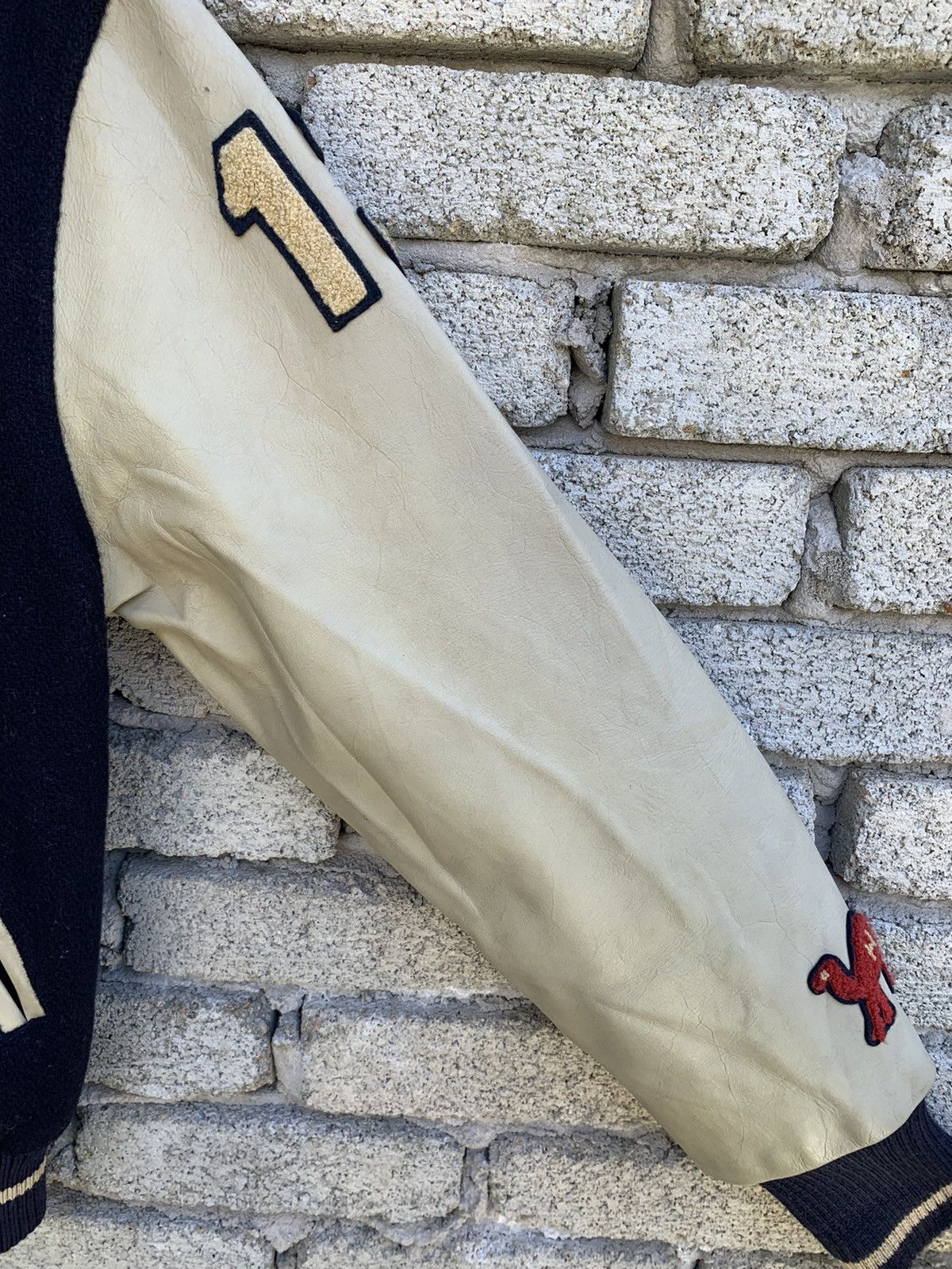 Japanese Brand High Standard 18 Leather Sleeve varsity Jacket Made In Korea Size US M / EU 48-50 / 2 - 10 Thumbnail