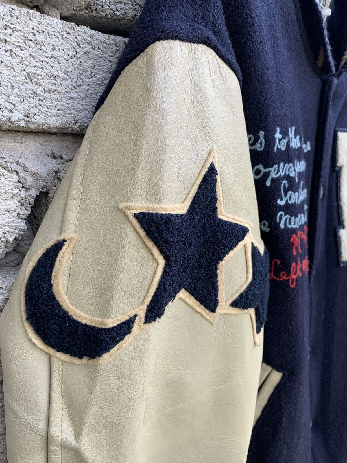Japanese Brand High Standard 18 Leather Sleeve varsity Jacket Made In Korea Size US M / EU 48-50 / 2 - 11 Thumbnail
