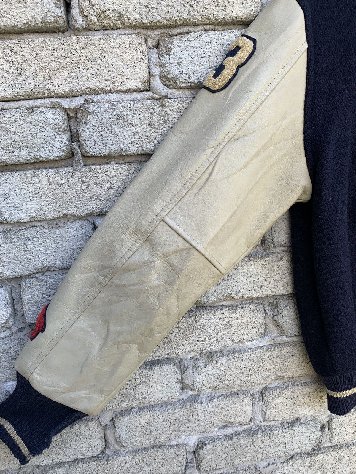 Japanese Brand High Standard 18 Leather Sleeve varsity Jacket Made In Korea Size US M / EU 48-50 / 2 - 15 Thumbnail
