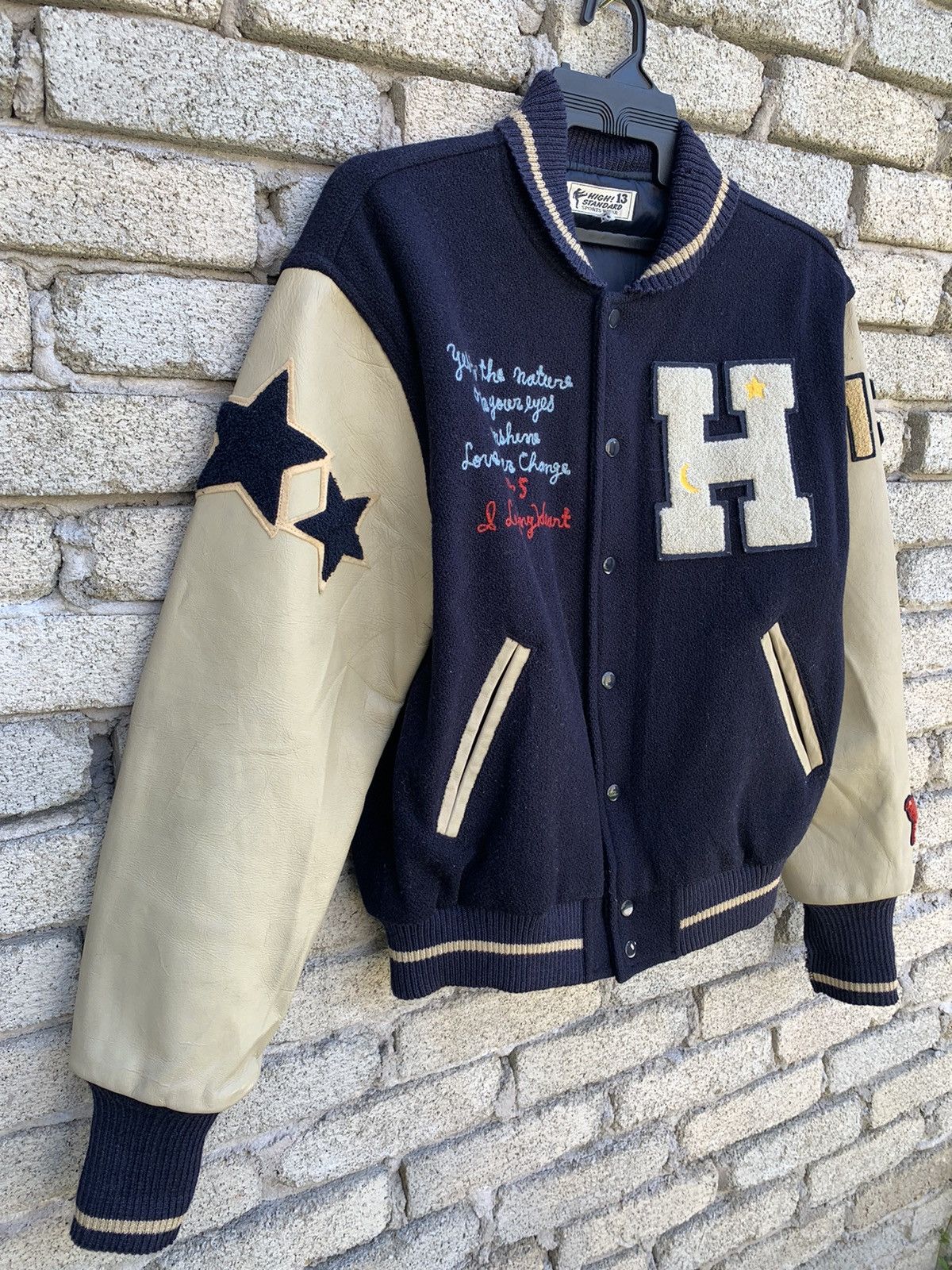 Japanese Brand High Standard 18 Leather Sleeve varsity Jacket Made In Korea Size US M / EU 48-50 / 2 - 3 Thumbnail