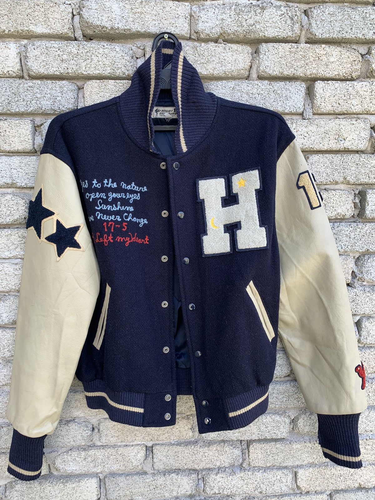 Japanese Brand High Standard 18 Leather Sleeve varsity Jacket Made In Korea Size US M / EU 48-50 / 2 - 22 Thumbnail