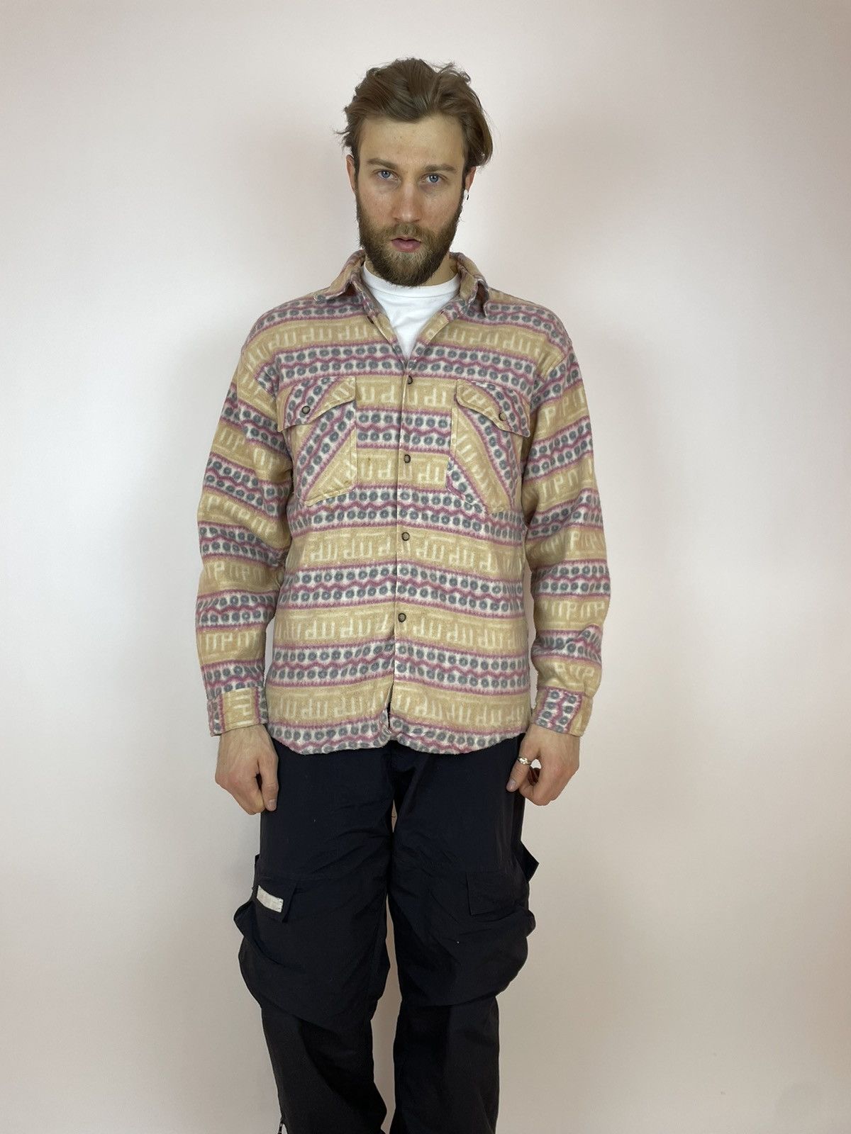 Vintage Vintage Aztec Fleece Shirt long sleeve crazy Multicolour Size US XL / EU 56 / 4 - 3 Thumbnail