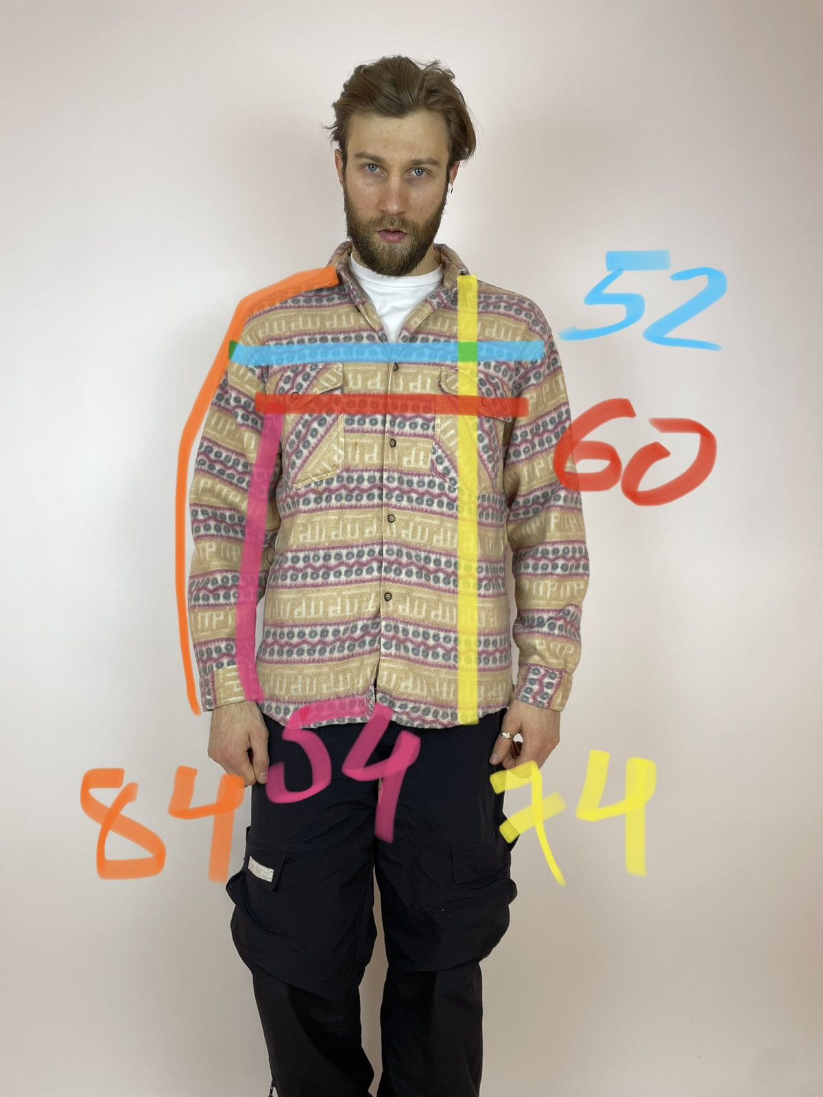 Vintage Vintage Aztec Fleece Shirt long sleeve crazy Multicolour Size US XL / EU 56 / 4 - 11 Thumbnail