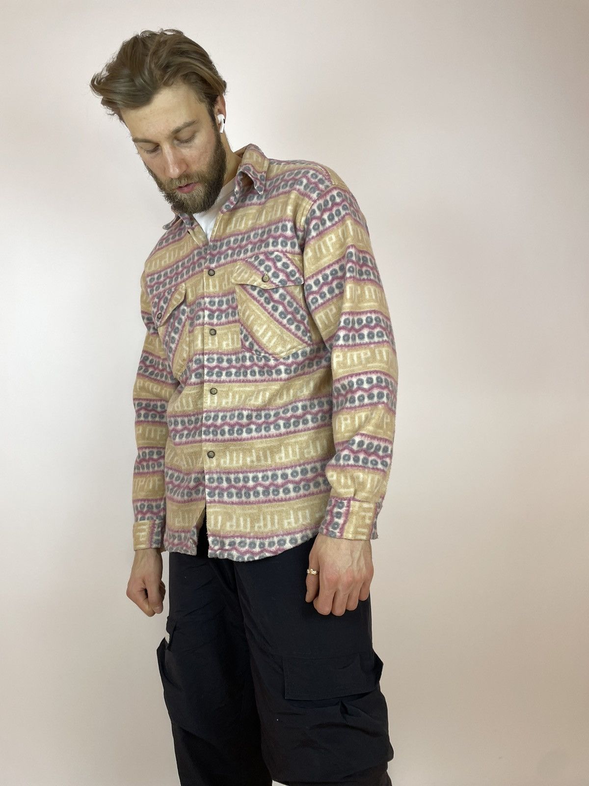 Vintage Vintage Aztec Fleece Shirt long sleeve crazy Multicolour Size US XL / EU 56 / 4 - 4 Thumbnail