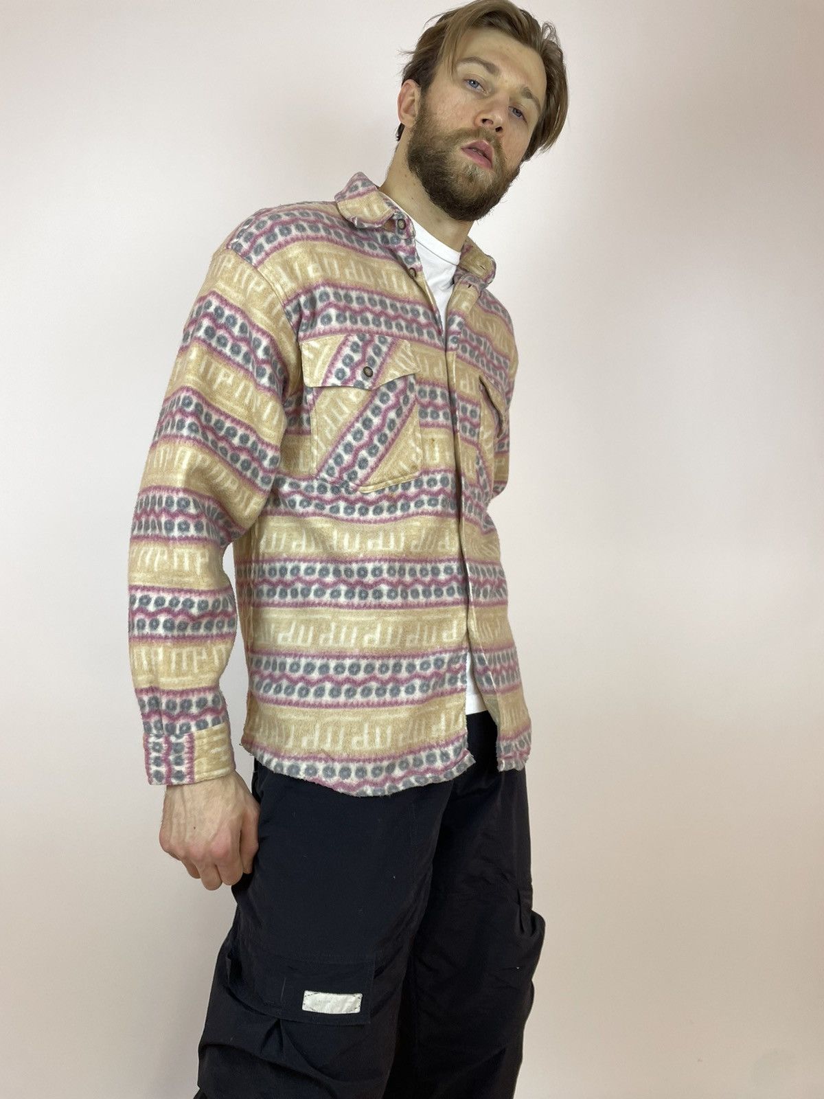 Vintage Vintage Aztec Fleece Shirt long sleeve crazy Multicolour Size US XL / EU 56 / 4 - 5 Thumbnail