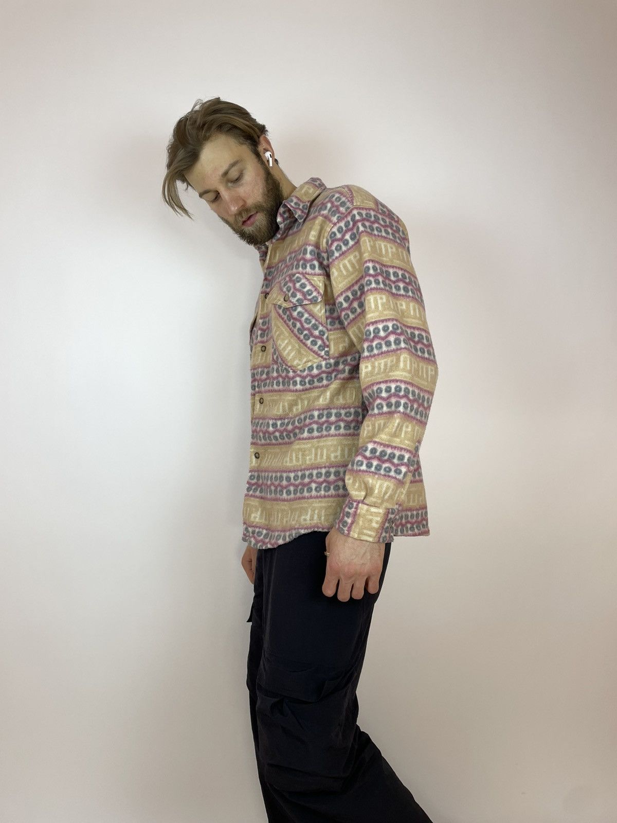 Vintage Vintage Aztec Fleece Shirt long sleeve crazy Multicolour Size US XL / EU 56 / 4 - 7 Thumbnail
