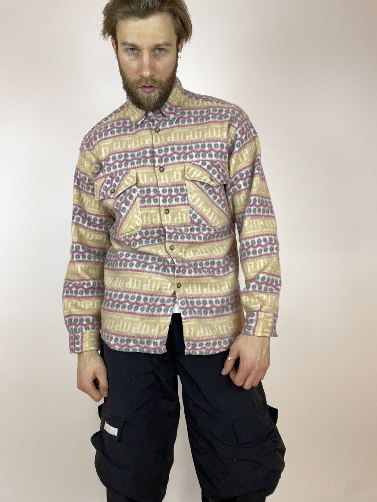 Vintage Vintage Aztec Fleece Shirt long sleeve crazy Multicolour Size US XL / EU 56 / 4 - 1 Thumbnail