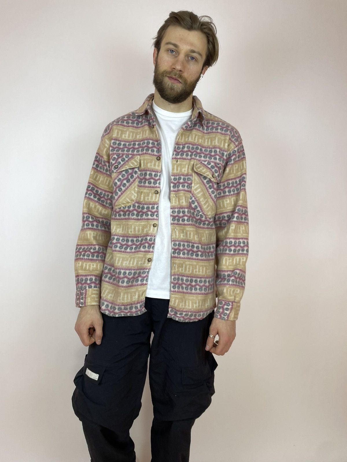 Vintage Vintage Aztec Fleece Shirt long sleeve crazy Multicolour Size US XL / EU 56 / 4 - 8 Thumbnail