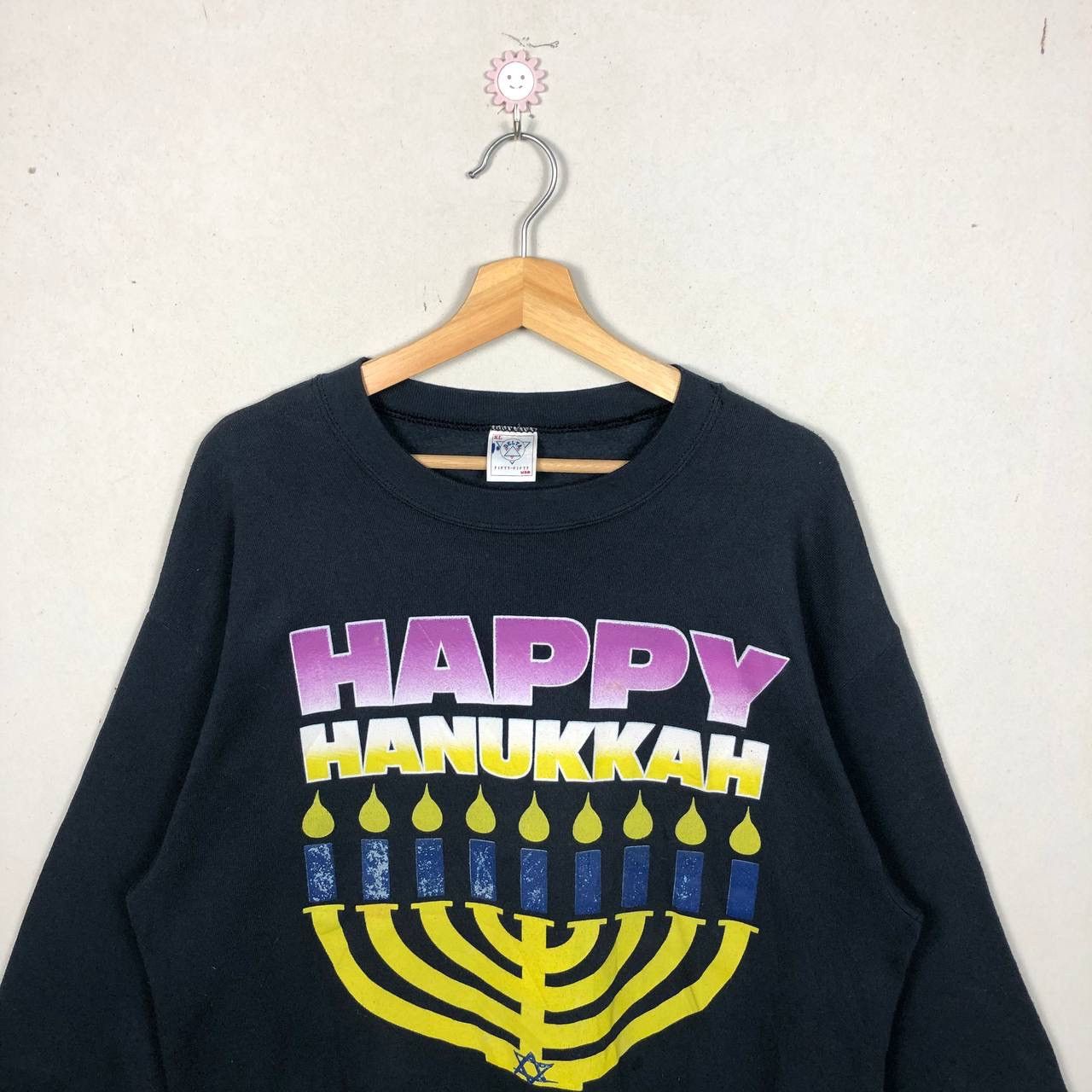 Vintage Vintage 90s Happy Hannukah Jewish Party Sweatshirt Jumper Size US XL / EU 56 / 4 - 3 Thumbnail