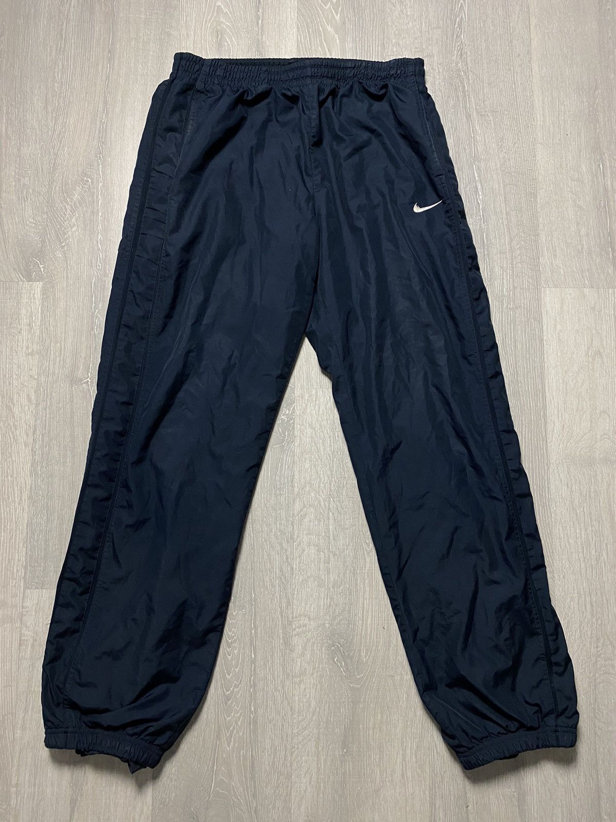 Nike × Vintage Nike vintage navy track pants small swoosh parachute Size US 32 / EU 48 - 1 Thumbnail