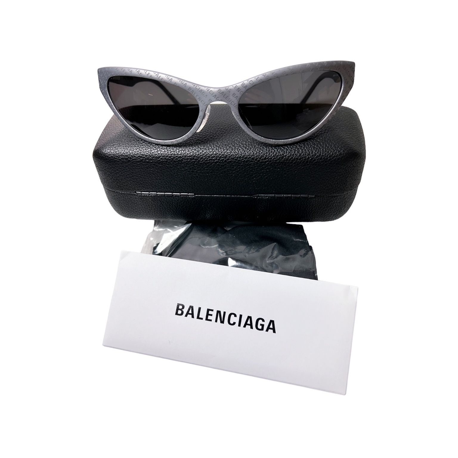 BALENCIAGA 58mm novelty cat eye sunglasses logo print Balenciaga BB Logo Gold Hinge Acetate Cat Eye - Cow Print  main image 3
