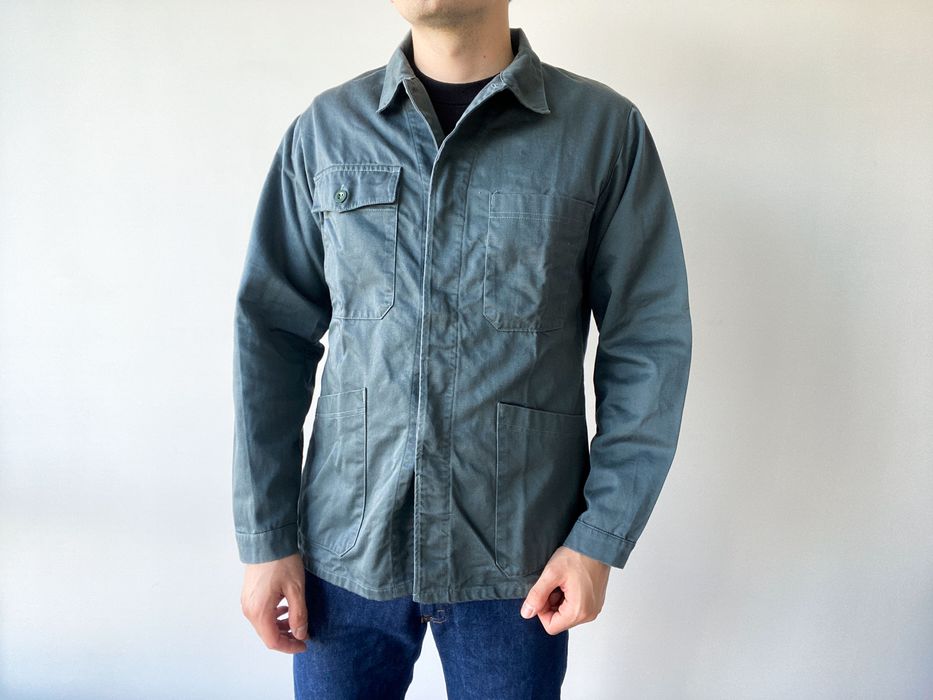 Vintage 70s French Workwear German Olive Utility Work Jacket Shirt