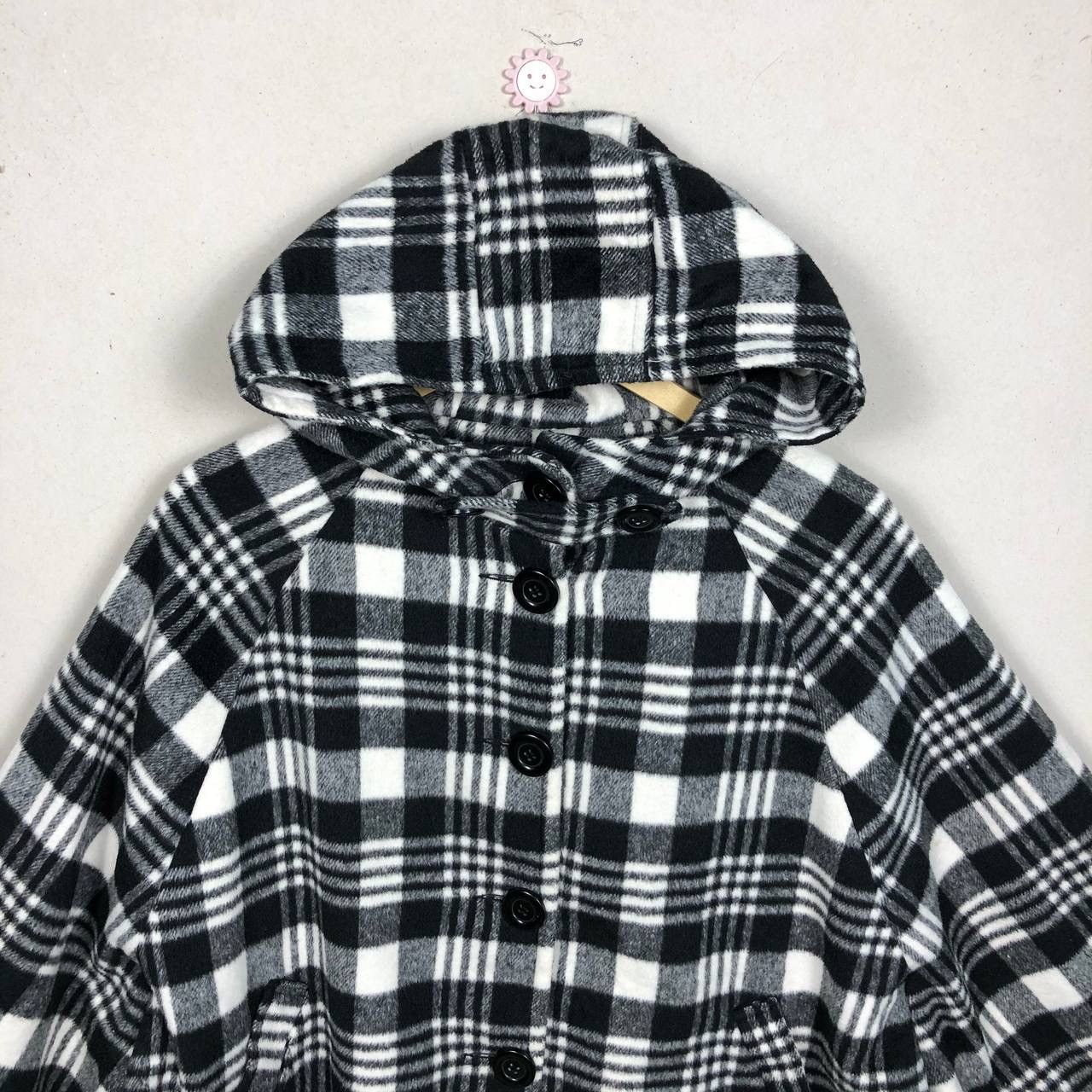 Cloak Rare!! Black White Wool Poncho Capes Cloak Autumn Winter Size US L / EU 52-54 / 3 - 3 Thumbnail
