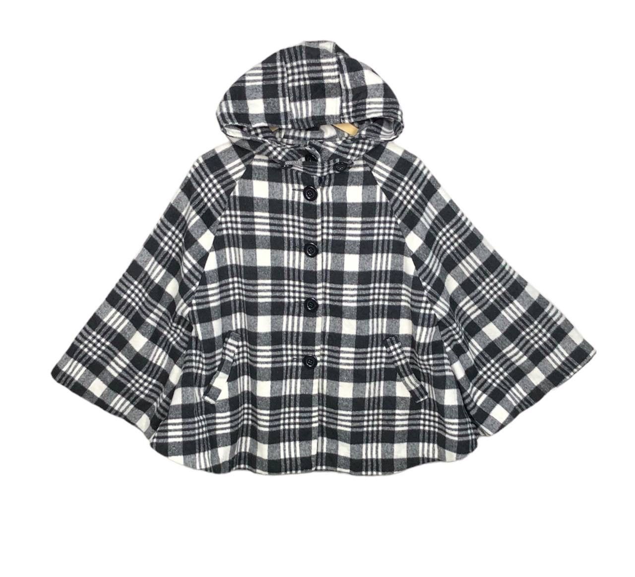 Cloak Rare!! Black White Wool Poncho Capes Cloak Autumn Winter Size US L / EU 52-54 / 3 - 1 Thumbnail
